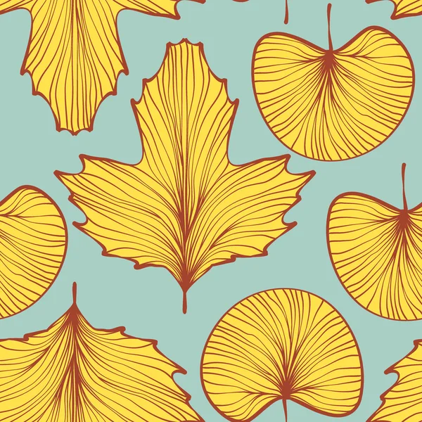 葉のテクスチャのシームレス パターン 図のベクトルの背景 — ストックベクタ