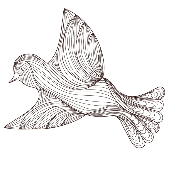 Oiseau Isolé Sur Fond Blanc Contour Des Lignes Zenart Stylisé — Image vectorielle