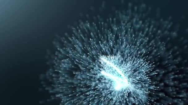 Optická Vlákna Pohybují Prostoru Rozostřují Abstraktní Animace Pozadí Modrých Částic — Stock video