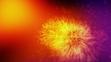 İplikten yapılmış kabarık, soyut bir çiçek uzayda hareket eder ve çiçek açar. Giriş veya metin için renkli canlandırma