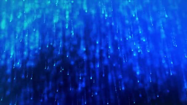 Partículas Azules Brillantes Caen Desde Arriba Fondo Abstracto — Vídeos de Stock