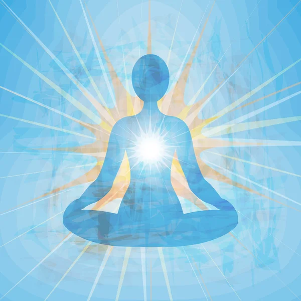Mavi siluet meditasyon — Stok Vektör