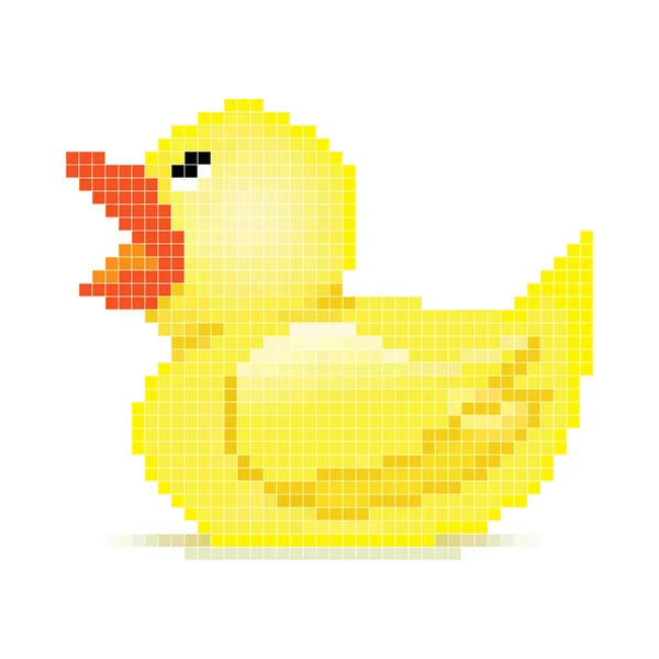Pixel arte pato de goma — Vector de stock