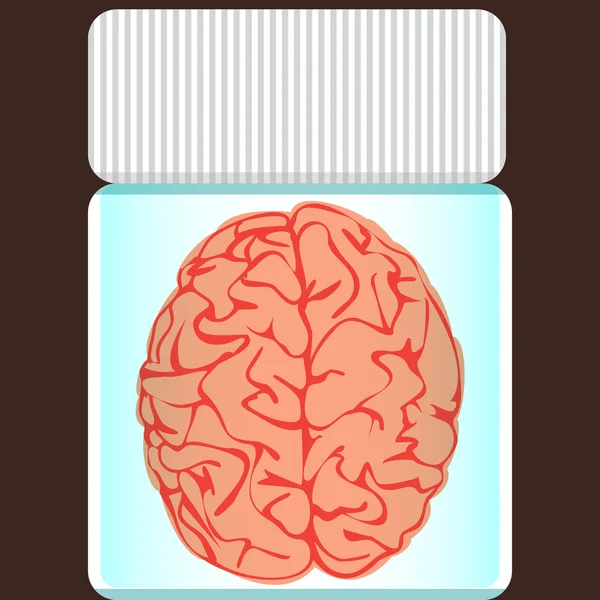 Cervello in un barattolo di vetro — Vettoriale Stock