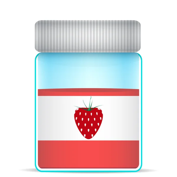 Strawberries in a glass jar — Stock Vector