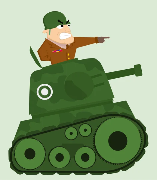 Tanque dos desenhos animados com soldado do exército —  Vetores de Stock