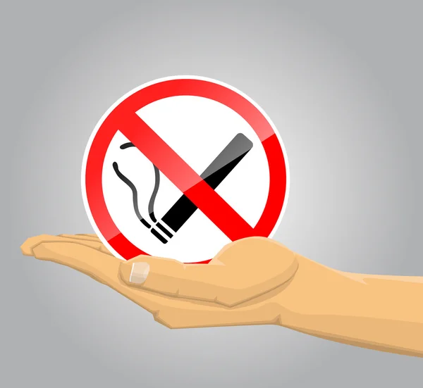 Hand holding no smoking sign — Stock Vector