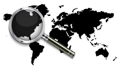 Büyüteç altında Dünya Haritası