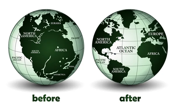 Planeta Tierra antes y después — Vector de stock