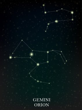 Gemini and Orion constellation clipart