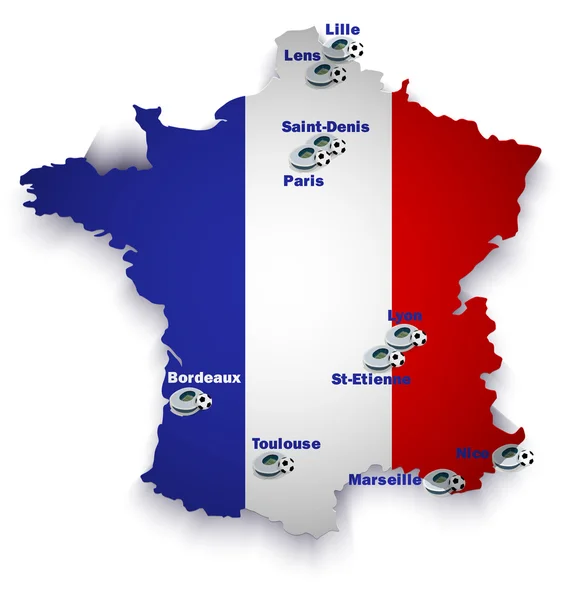 Frankreich Fußballstadion Karte — Stockvektor