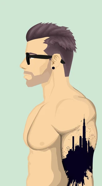 Модные мужчины с абстрактной татуировкой Векторная Графика