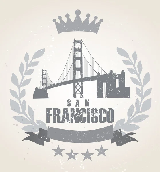 Grunge San Franciso icono laurel weath — Archivo Imágenes Vectoriales