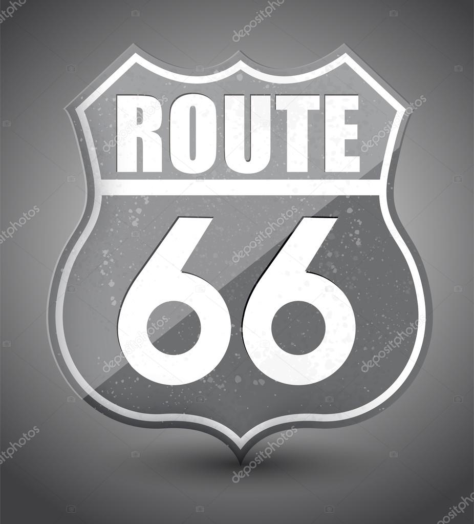 Black and white grunge route 66 sign