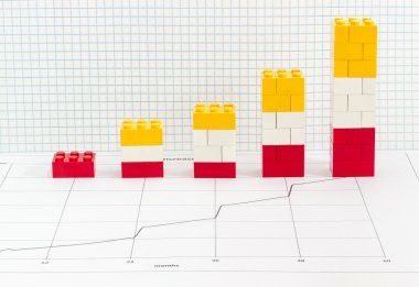 Stacked bar chart made from parts children's designer