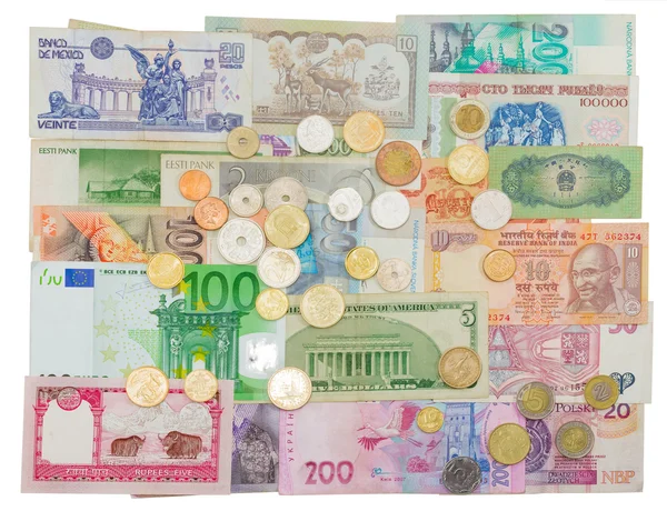 Money different countries in circulation at different times — Stock Photo, Image