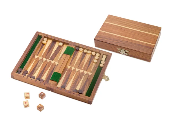 Due set di backgammon in miniatura su sfondo chiaro — Foto Stock