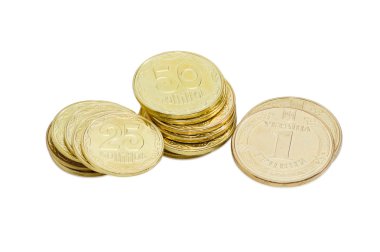 Ukraynalı hryvnia hafif bir arka plan üzerinde bazı sikkeleri 