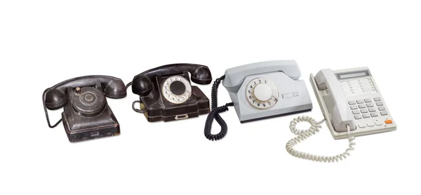 Δέντρο παλιά τηλεφωνικές σειρές και μοντέρνο σταθερό τηλέφωνο — Φωτογραφία Αρχείου