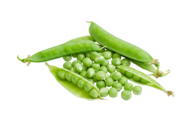 Birkaç yeşil bezelye ve birkaç pods bezelye