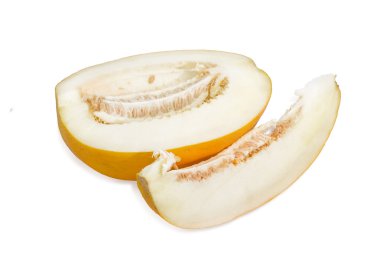 Yarım ve bir kavun hafif bir arka plan üzerinde dilim