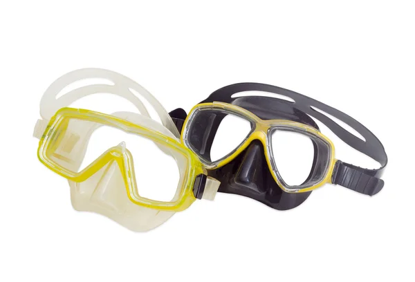 Hafif bir arka plan üzerinde iki farklı dalış maskeleri — Stok fotoğraf