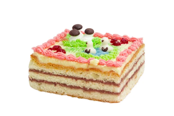 Дитячий багатошаровий торт на світлому фоні — стокове фото