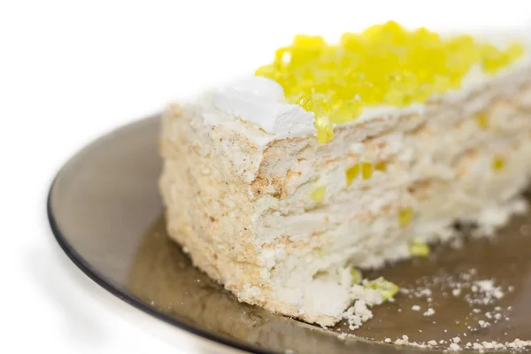 Layered cake with slices of lemon jelly closeup — Stock Photo, Image