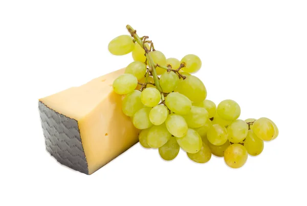 하드 치즈, 흰 포도의 조각 — 스톡 사진