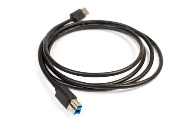 Cabo Usb Superspeed Com Plugue Standard Primeiro Plano Foco Seletivo — Fotografia de Stock