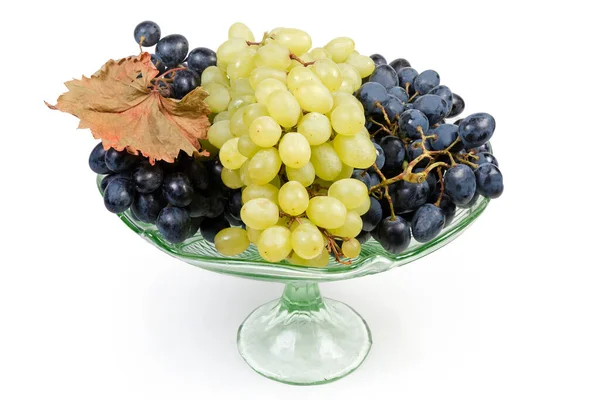 Clusters Ripe Table Blue Grapes White Seedless Sultana Grapes Vintage — Stock Photo, Image