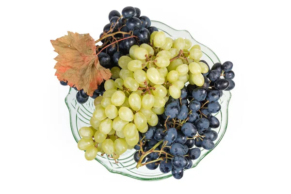 Clusters Ripe Table Blue Grapes White Seedless Sultana Grapes Vintage — Stock Photo, Image