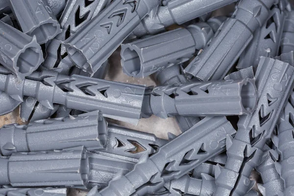 Stapel Grijze Plastic Split Ribbed Ankers Ook Bekend Als Conische — Stockfoto