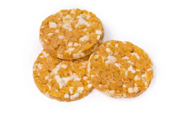 Puffed Multi Grain Crispbreads Pumpkin White Background — Stock Photo, Image