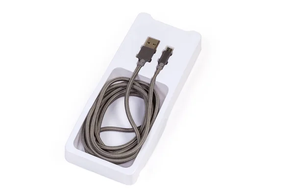 Hochwertiges Flechtkabel Mit Steckern Usb Standard Und Micro Usb Standard — Stockfoto