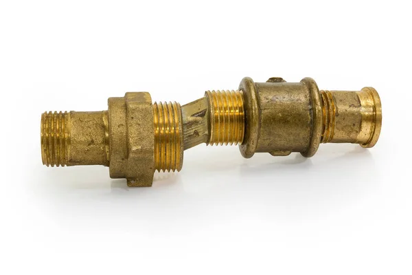 Brass Eccentric Connector Connected Pipe Coupling Threaded Connecting Pipes White — Stock Photo, Image