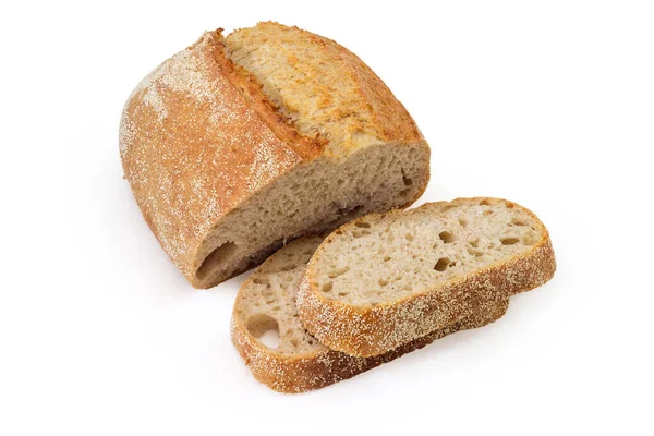 Teilweise Scheiben Geschnittenes Ovales Brot Aus Ungesäuertem Weizen Mit Kleie — Stockfoto