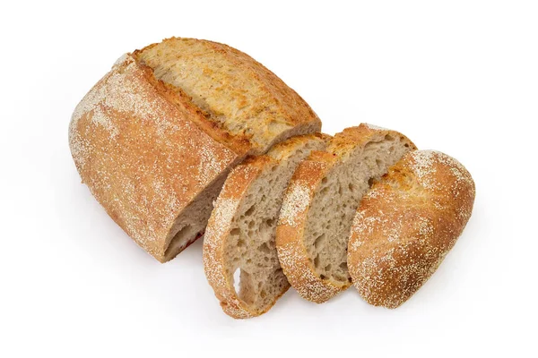 Deels Gesneden Ovaal Brood Van Tarwe Ongezuurde Brood Met Zemelen — Stockfoto