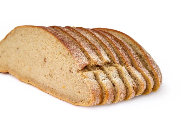 Pane Rotondo Affettato Pane Grigio Fatto Con Farina Frumento Segale — Foto Stock