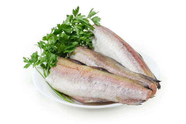 Avfrostade Okokt Slaktkroppar Alaska Pollock Utan Huvud Och Svans Och — Stockfoto