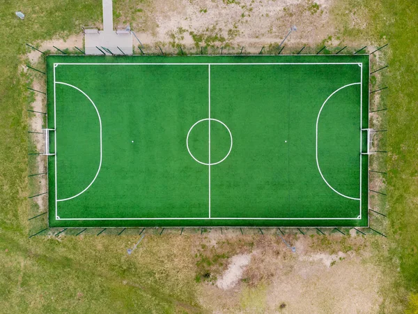 Campo Mini Calcio All Aperto Con Recinzione Lampioni Situato Tra — Foto Stock