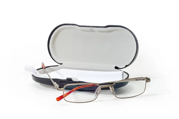 Nowoczesne Klasyczne Okulary Dla Mężczyzn Metalowej Obręczy Przeciwko Otwartej Twardej — Zdjęcie stockowe