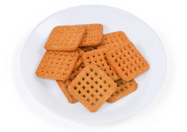 Biscoitos Biscoito Forma Quadrada Crocantes Planos Polvilhados Com Açúcar Antes — Fotografia de Stock