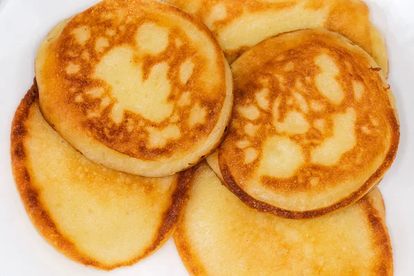 Panquecas Grossas Pequenas Recentemente Preparadas Nas Cozinhas Europa Oriental Chamadas — Fotografia de Stock