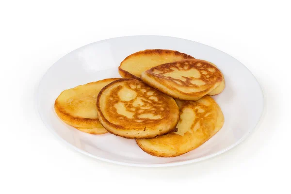 Freshly Fried Small Thick Pancakes Eastern European Cuisines Called Oladyi — Stock Photo, Image