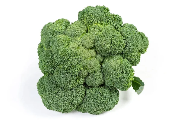 Hela Huvudet Den Färska Råa Broccoli Vit Bakgrund Konsistens Från — Stockfoto