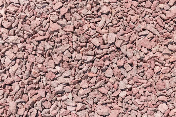 Liten Del Marken Täckt Med Grårött Granit Spillrorna Utomhus Ovanifrån — Stockfoto