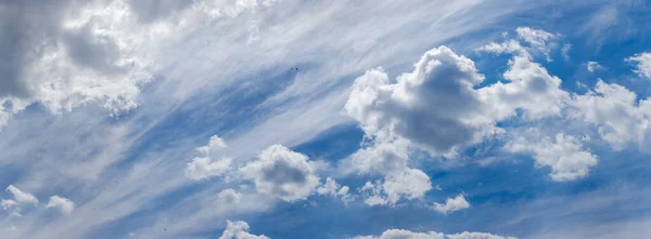 Cielo Con Nuvole Cirri Cumuli Silhouette Uccelli Volanti Durante Giornata — Foto Stock