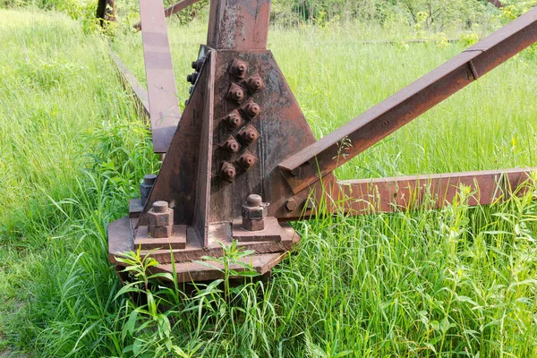 Bevestigingspunt Van Poot Van Stalen Rooster Transmissietoren Aan Ondersteunende Structuur — Stockfoto