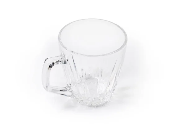 Empty Transparent Glass Cup Handle White Background — Stock Photo, Image